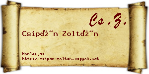 Csipán Zoltán névjegykártya